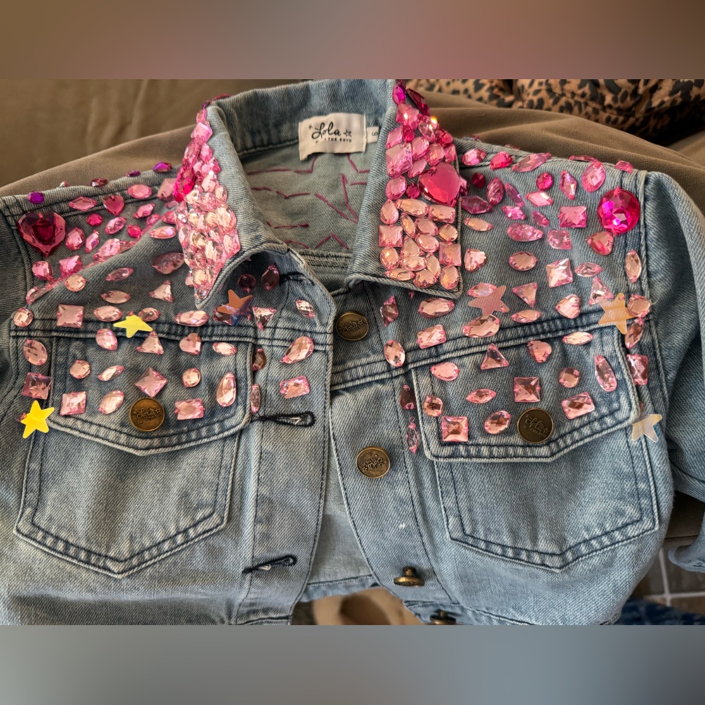 Lola + The Boys Pink Embellished Jean Jacket